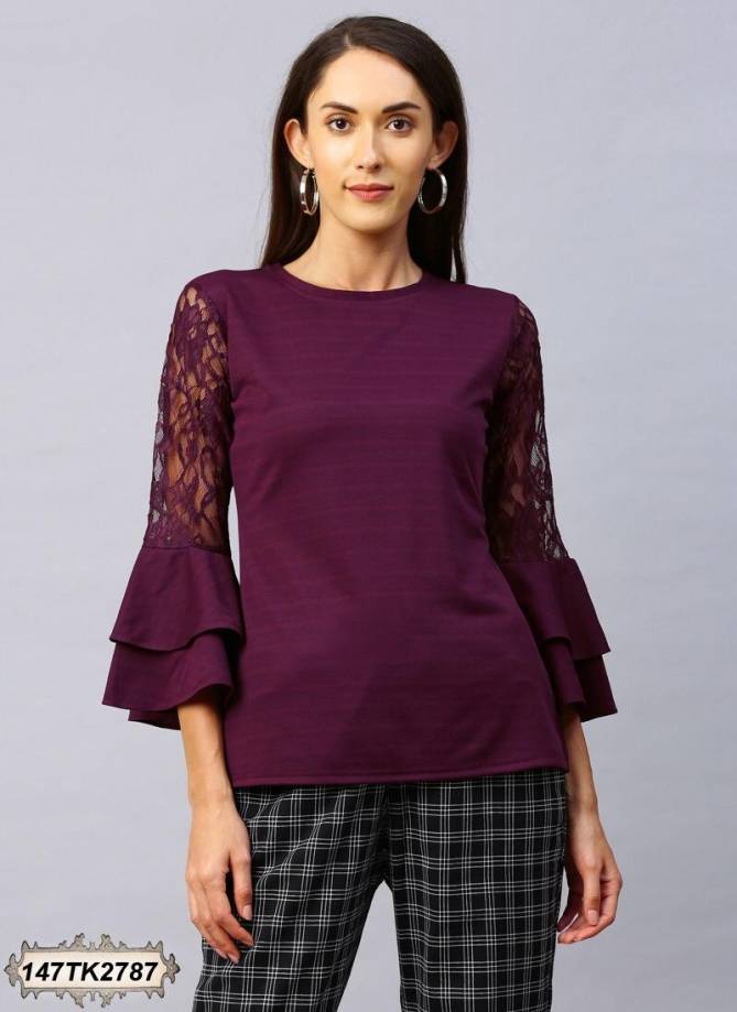 HIREN 147TK Latest Fancy Stylish Lycra Russel Net Party Wear Ladies Top Collection